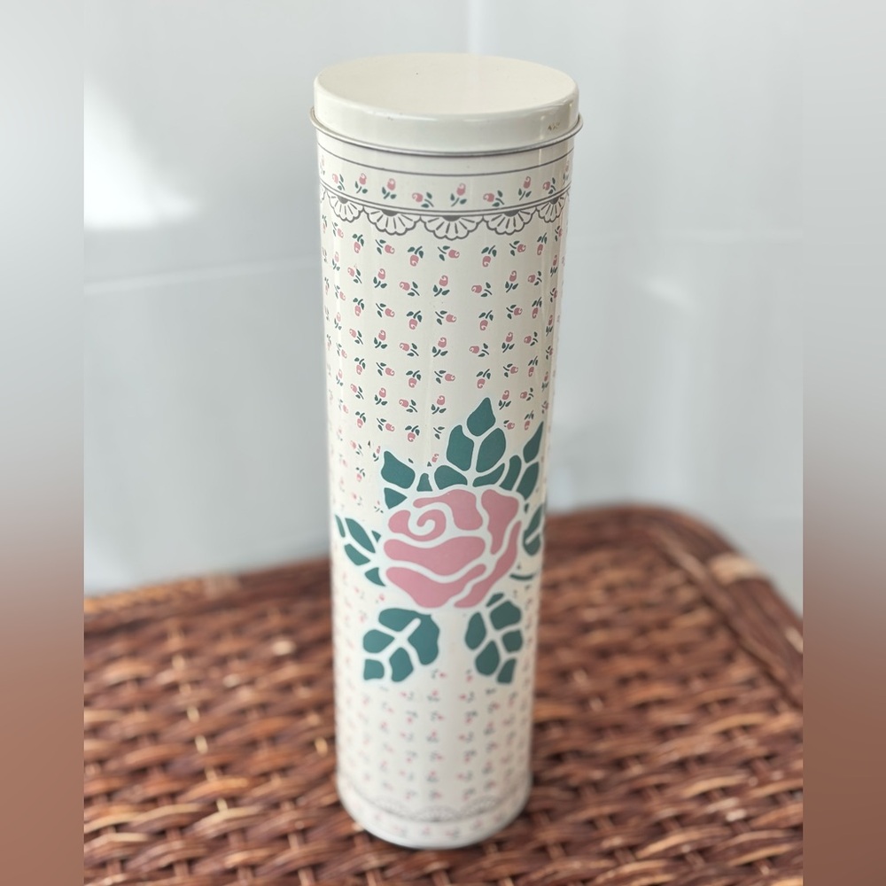 Vintage Meister Floral Tin Canister 12 Inch